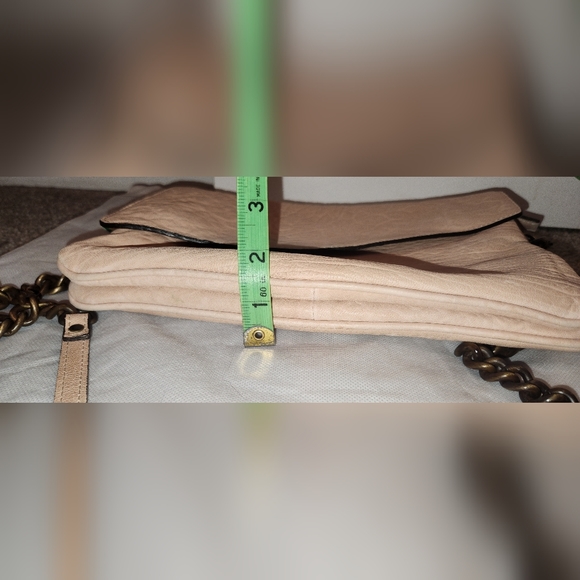 Maxon Collection Italian Napa Leather Asymmetric Flap Crossbody Bag, Cipria Pink - Picture 14 of 16